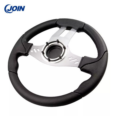 Universal 13 Inch Racing Steering Wheel Wood Grain Golf Cart PVC