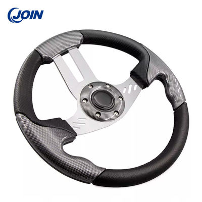 Universal 13 Inch Racing Steering Wheel Wood Grain Golf Cart PVC