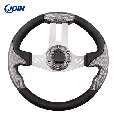 Universal 13 Inch Racing Steering Wheel Wood Grain Golf Cart PVC